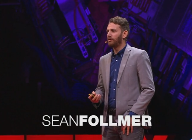 Image of Sean Follmer giving TED Talk